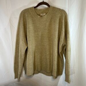 Loft Womens Yellow Green Soft  Crew Neck Sweater Small